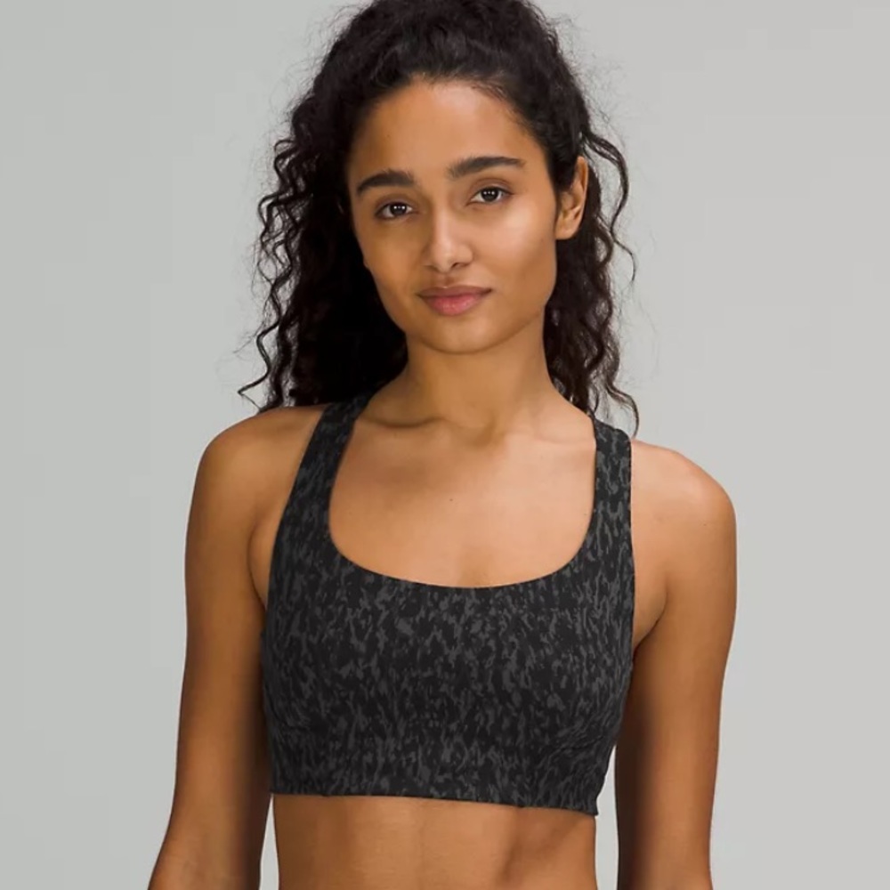 Lululemon WUNDER TRAIN BRA medium support, C/D cup, Leopard Camo Deep Coal Multi